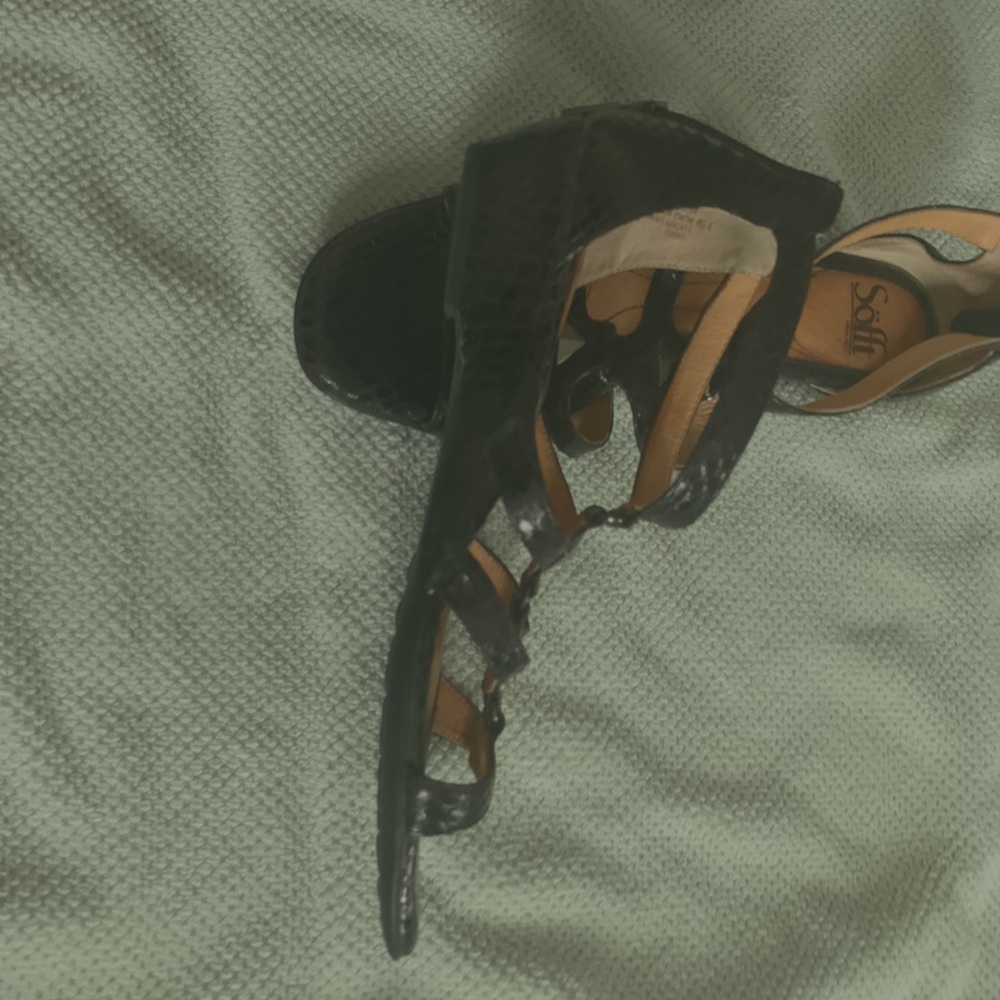 Black faux snakeskin Sandals by Sofft. Size 9 1/2